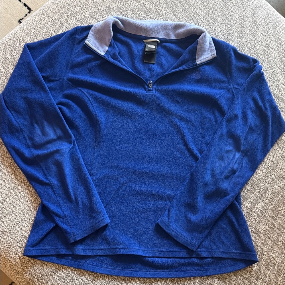 The North Face Royal Blue Quarter-Zip Fleece with Light Gray Collar